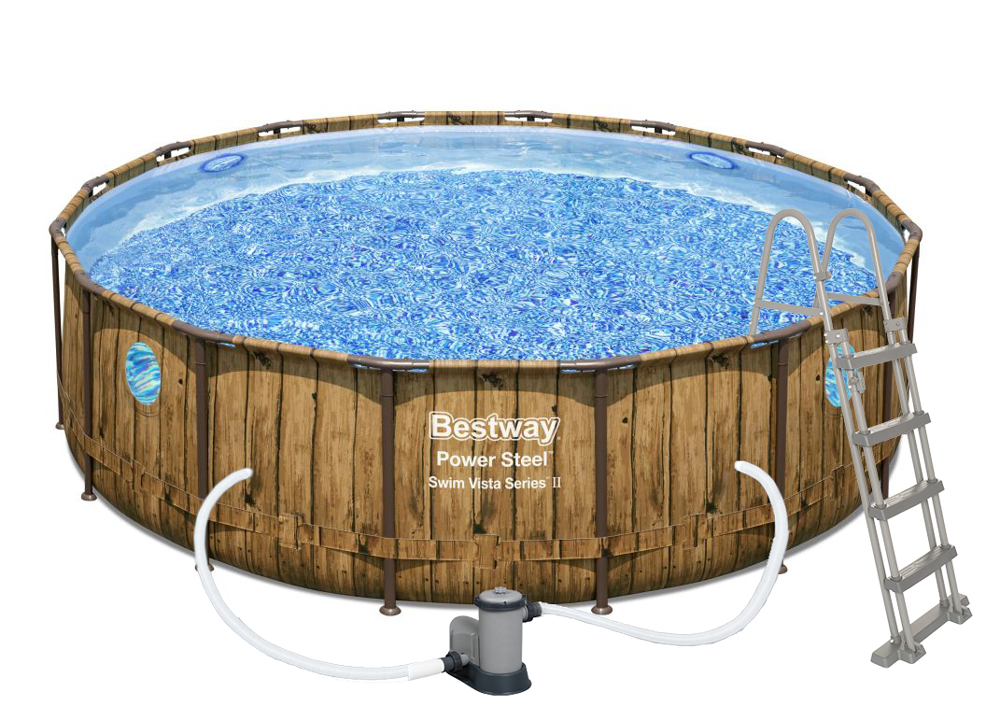 Levně Bestway Bazén Power Steel Wood Swim Vista 4,88 x 1,22 m - 56725