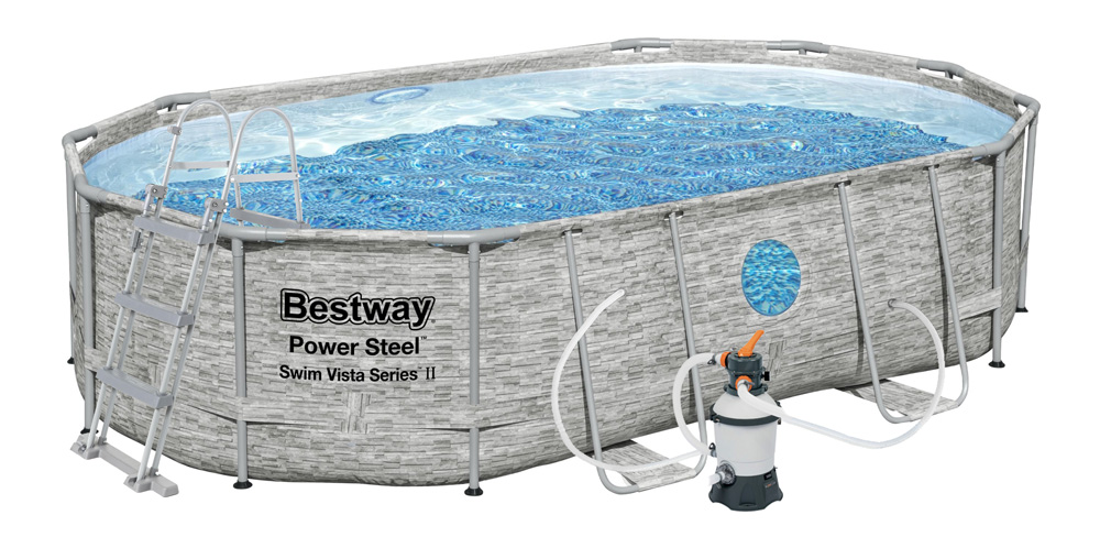 Bestway Bazén Power Steel Stacked Stone Swim Vista 4,88 x 3,05 x 1,07 m - 56946