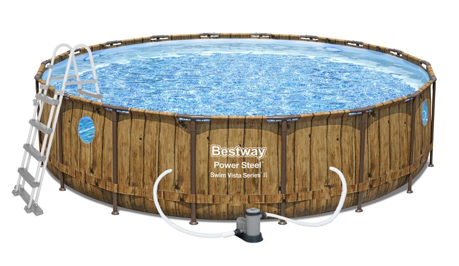 Levně Bestway Bazén Power Steel Wood Swim Vista 5,49 x 1,22 m - 56977