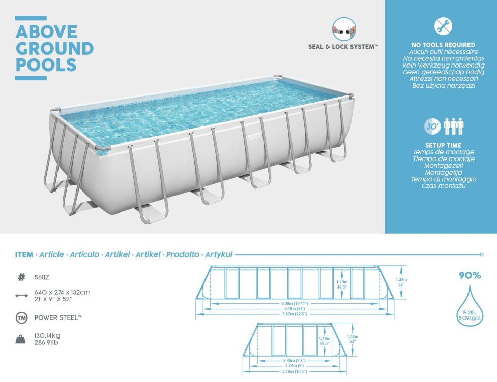 Bazén Power Steel Frame 6,4 x 2,74 x 1,32 m - 5611Z