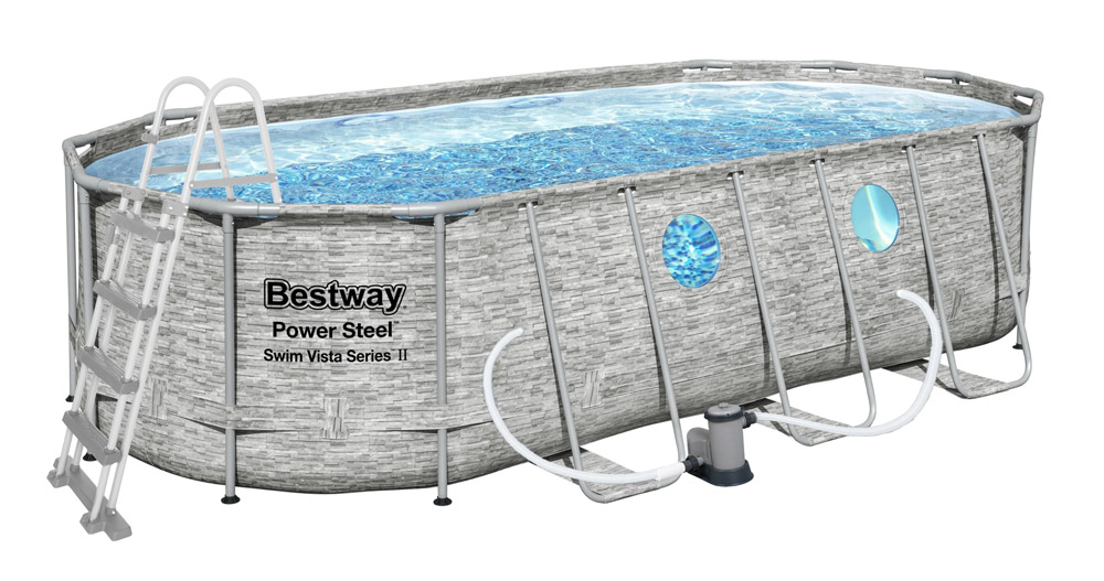 Levně Bestway Bazén Power Steel Stacked Stone Swim Vista 5,49 x 2,74 x 1,22 m - 56716