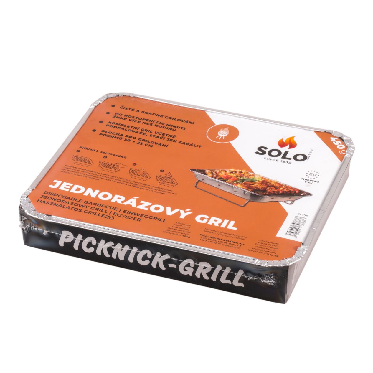 Levně SOLO Jednorázový gril Picknick 30 x 23 cm