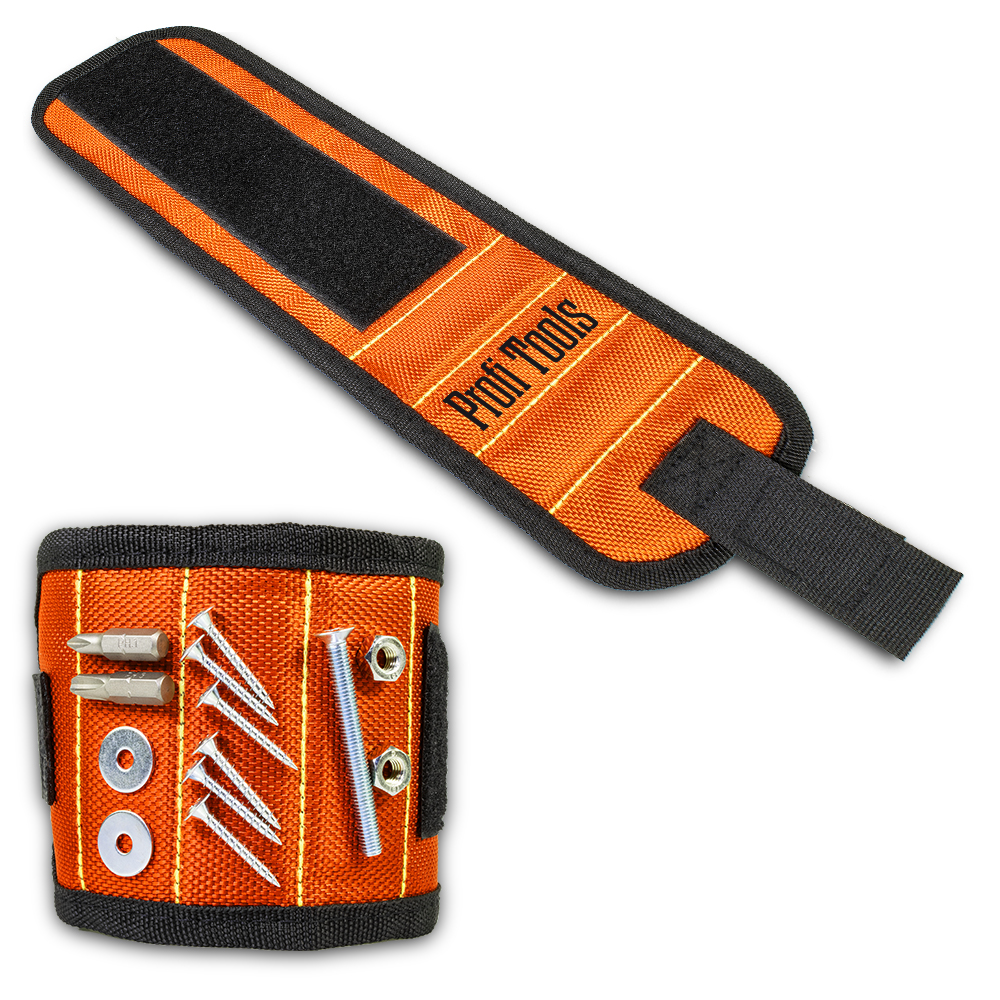 Levně Profi Tools Magnetický náramek pro kutily, 32 x 9 cm, oranžový