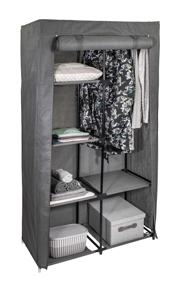 Levně HomeLife Textilní skříň-TextilHome, šedá-85 x 165 x 43 cm, 5034