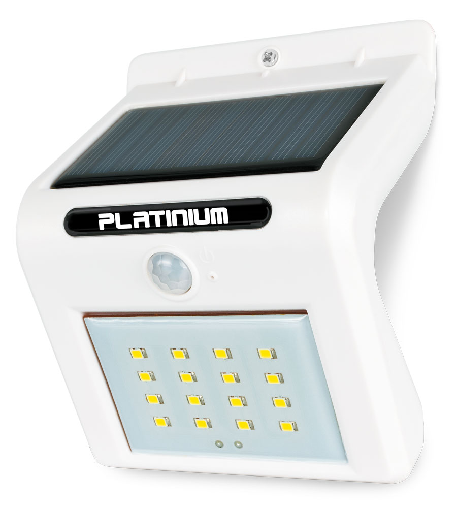 Levně Platinium Nástěnné solární LED světlo 18001 s detektorem pohybu bílá