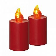 Elektrická svíčka s plamenem 2 ks červená